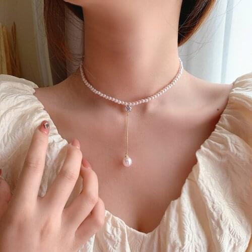 New Arrival Delicate Pearl Choker Necklace for Women Girls Fashion Elegant Sweet Pendants Necklaces Jewelry Wedding Party