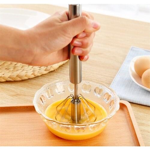 Semi-automatic Egg Beater 304 Stainless Steel Egg Whisk Manual Hand Mixer Self Turning Egg Stirrer Kitchen Egg Tools