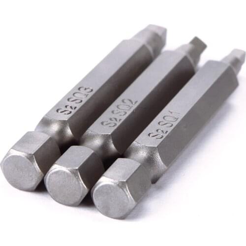 Durable 3Pcs/Set High Quality 50mm 1/4 Inch Magnetic Square Head Screwdriver Bits Hand Tools #95259