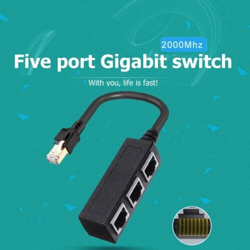 RJ45 1 to 2 /3Female Port Ethernet Cable Splitter Connector Network Adapter Modular Ethernet Socket Coupler Extender for Cat 8