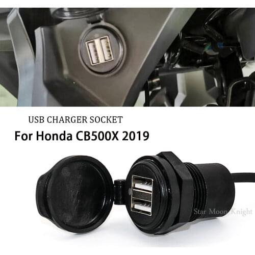 Socket Splitter 2 USB Charger Cover Car Charger with Led Light Power Adapter Motorcycle Socket Mount For Honda CB500X 2019