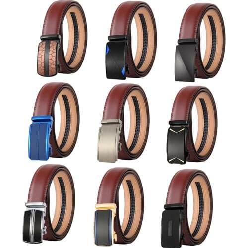 High Quality Men Fashion Automatic Buckle Leather Luxury Belts Male Red Brown Belts for Men Ceinture Homme Cinto 35mm Width B627
