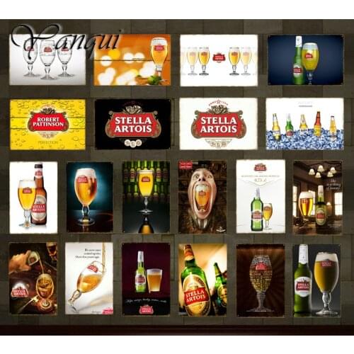 Retro Wine Beer Brand Stella Artois Beer Tin Sign Metal Poster Vintage Plaque Wall Art Painting Sticker Pub Bar Home Decor YQ095