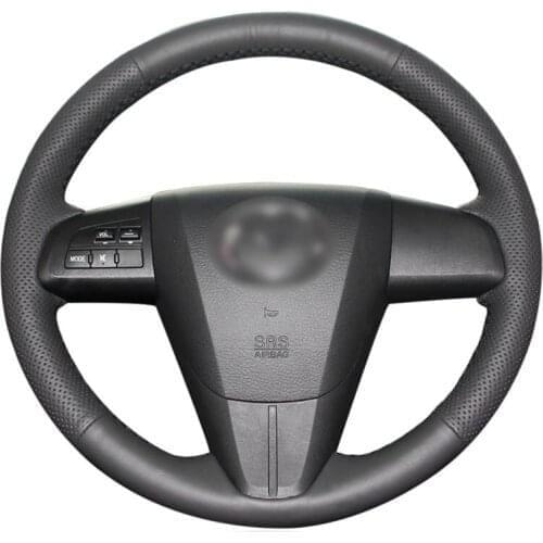 Hand-stitched Black Artificial Leather Car Steering Wheel Cover for Mazda 3 Axela 2010-2013 Mazda 5 Mazda 6 CX-7 CX-9