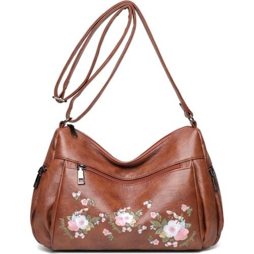 Embroidery decoration Soft Leather bags women shoulder Bags Luxury Handbags Women Bag Designer Crossbody Bags for Women 2021 Mes