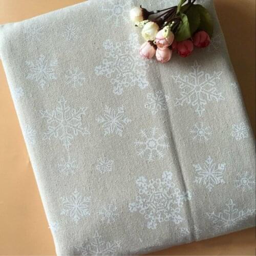 Snowflake Printed Cotton and Linen Fabric DIY Sewing Linen Cotton Fabric Textile Material Canvas Cloth Pillowcase Cushioncover