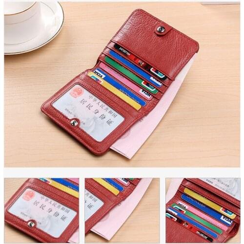 Women & Men Genuine Leather Wallets Male Wallet Credit Business Card Holders Rfid Black Slim Mini Card Holder