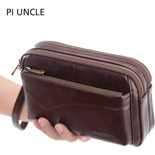 Mens large capacity certificate bag mens passport / phone Clip Wallet Brand mens business hand bag mens Leather Long Wallet