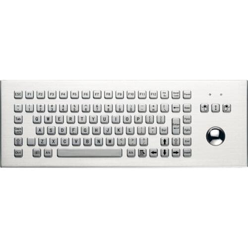 Desk Metal Kiosk Keyboard with Trackball Desktop 86 Keys Waterproof Metal Keyboard With Integrated Trackball