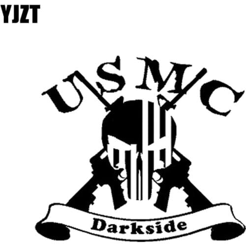 YJZT 15.4CM*13.6CM USMC Darkside Vinyl Decal Personality Car Sticker Black/Silver C3-0068