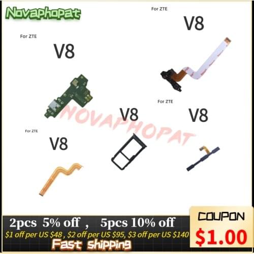 Novaphopat Charger port For ZTE Blade V8 USB Dock Charging Mainboard Connector Microphone Mic Flex Cable Board SIM tray Holder