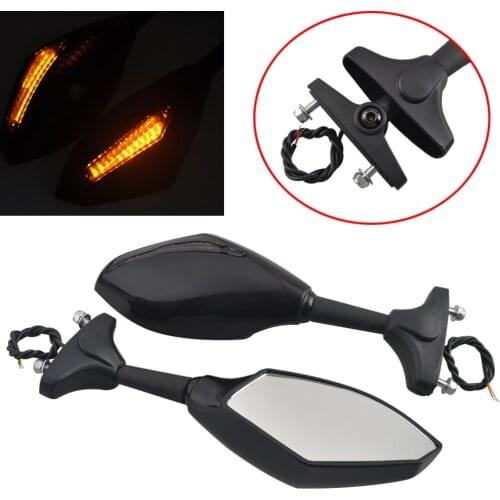 Motorcycle Amber LED Turn Signals Rear View Fairing Mount Mirrors For SUZUKI GSXR 600 750 1000 Triumph