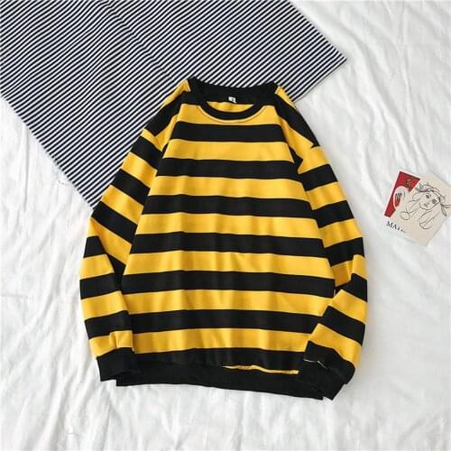 Stripe Print Sweatshirt Autumn Hoodies Women Girl O Neck Streetwear Pullover Outwear Long Sleeve Loose Jumpers Drop Ship Худи