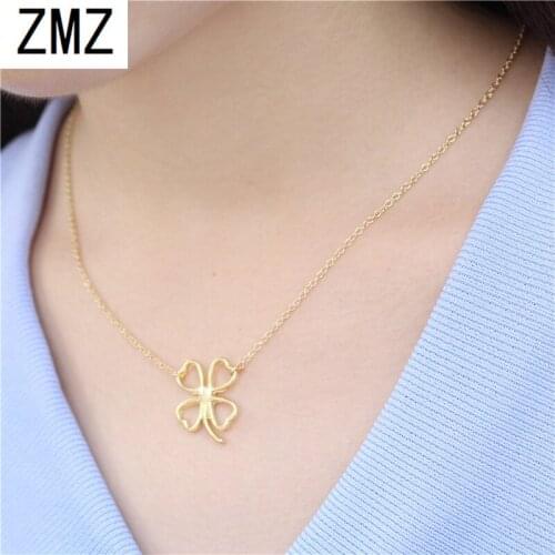 ZMZ 2019 Europe/US fashion cute A four leaf pendant geometry necklace gift for mom/girlfriend party jewelry