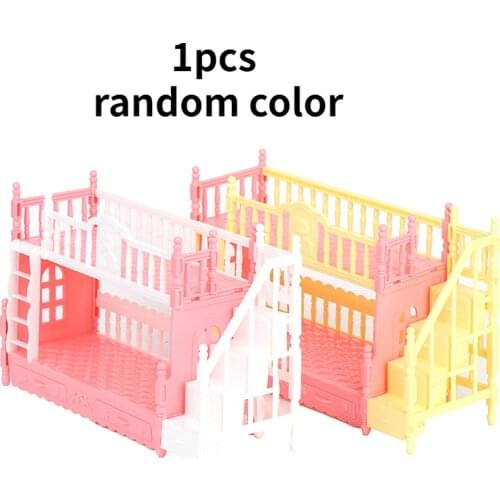 1pcs Dollhouse Bedroom Simulation Bunk Bed for 9-11inch Doll Playset Toy Random