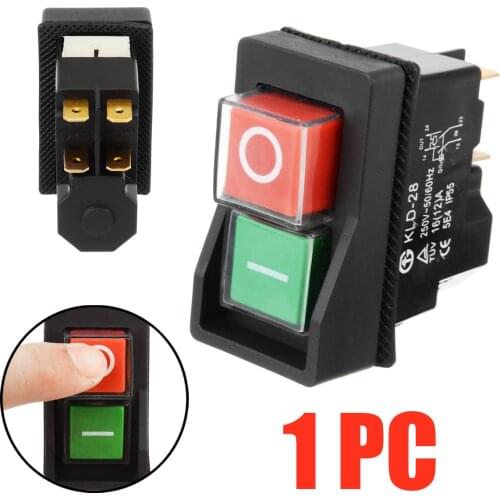 1pc Waterproof 250V IP55 KLD28 4 Pin Start Stop On Off Switch Lighting Accessories Fit for Workshop Machines