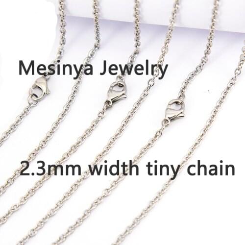 10pcs 2.3mm Width 20'' 316L Surgical Stainless Steel Oval Chain Neckalce For Glass Locket Pendant Necklace