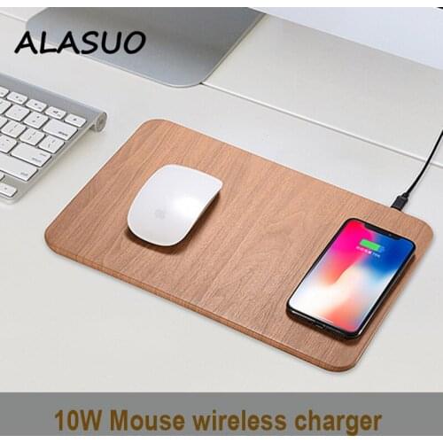 10W mouse pad wireless charger for iPhone 11 X XR XS wood wireless charger for samsung s10 s9 s8