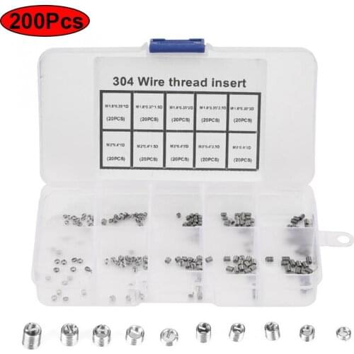 200pcs / M1.6 M2 thread sheath SS304 steel thread sheath classification suite fastener stainless steel retainer