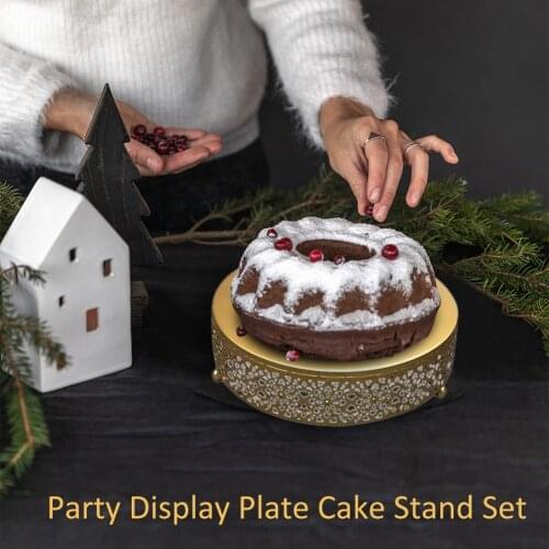 3pcs Cake Stand Set Cupcake Pastry Birthday Party Metal Wedding Home Kitchen For Dessert Table Event Candy Display Plate Round