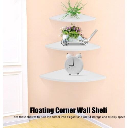 3Pcs Floating Corner Shelf Wall-Mounted Storage Rack Bookshelves Home Furniture Office Decor