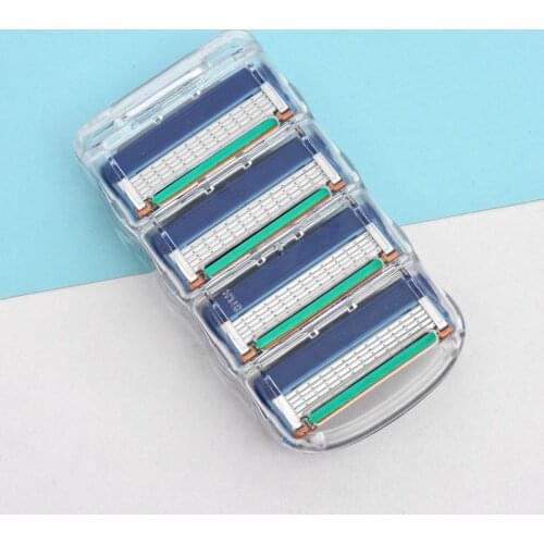 4pcs/lot Razor Blade For Men Face Care 5Layers Shaving Cassette Stainless Steel Safety Blades Suit Gillette Fusion