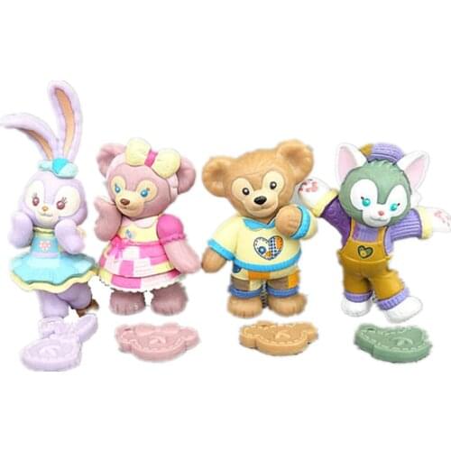 4Pcs/Set Disney Duffy Bear ShellieMay StellaLou Rabbit Action Figure Dolls Toy Collection Figure Dolls Kids Toy Holidays Gifts