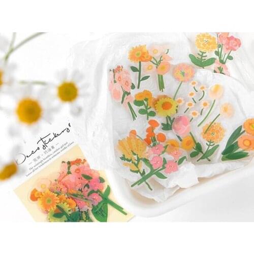 40 pcs/Bag Cream Yellow Daisy Flowers DIY Decorative Stickers Stick Label Notebook Decoration