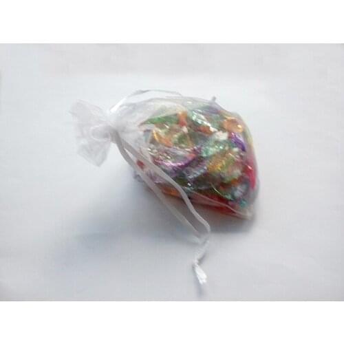 50pcs 9*12 White gift bags for jewelry/wedding/christmas/birthday Organza Bags with handles Packaging Yarn bag