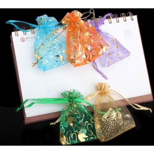 50pcs Organza Jewelry Candy Gift Bags Pouch 7x9cm Mix Color Sugar Candy Bags for Wedding Party Christmas New Year Use Gifts