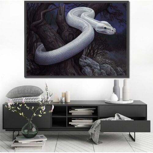 5D DIY square round Diamond Painting White snake Cross Stitch Diamond Embroidery Pattern Rhinestone home decor J0628