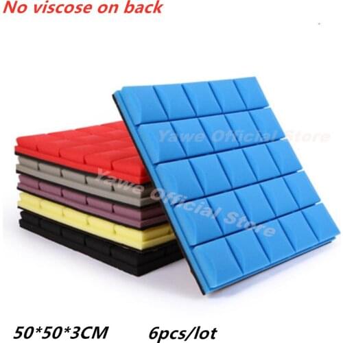 6 PCS 50x50x3cm Sound Wedge Protective Sponge 6 Colors Studio Acoustic Foam Soundproof Foam Sound Absorption Treatment Panel