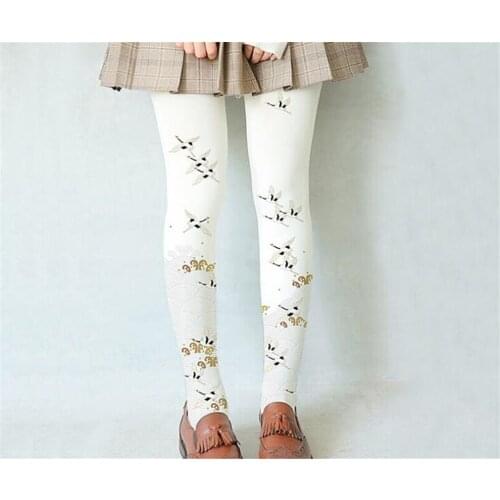 80D Lolita Girl Retro printed stocking Women Long Pantyhose D081