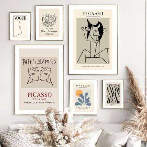 Picasso Abstract Lines Matisse Plant Leaf Wall Art Canvas Painting Nordic Posters And Prints Wall Pictures For Living Room Decor