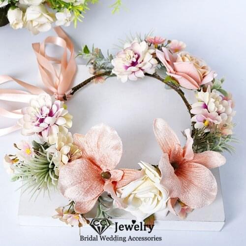 CC Flower Hairbands Women Hair Accessories Wedding Crowns Bridal Hairwear Engagement Jewelry 100% Handmade Wreath Garlands 58356