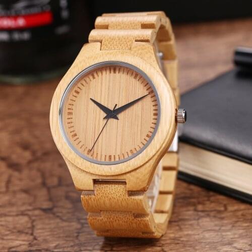 Часы мужские Simple Quartz Watches All Original Bamboo Wristwatch With Date Display for Men Women relogio