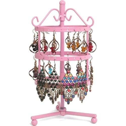 72 Holes Metal Jewelry Rack Necklace Holder Organizer Rotary Display Stand Decor Gift
