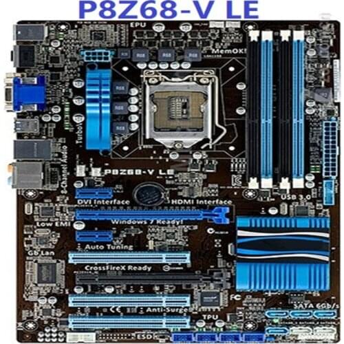 For Used LGA 1155 Asus P8Z68-V LE Motherboard DDR3 32GB Intel Z68 Original Desktop Asus P8Z68 Mainbaord ATX