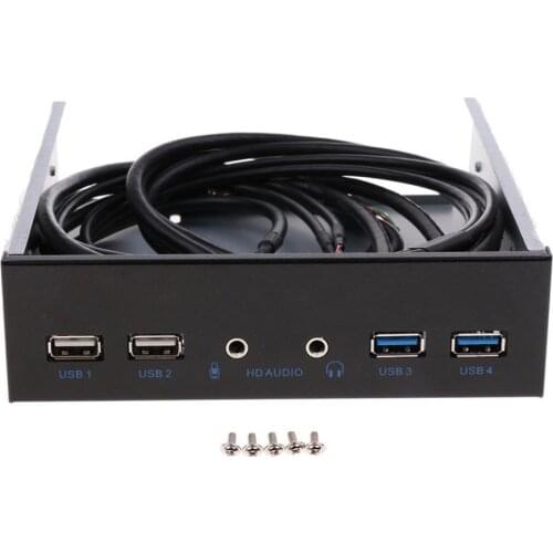 Dual USB 3.0 2.0 Port HUB HD Audio Metal Floppy Drive Expansion Front Panel