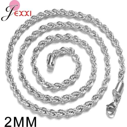 Elegant Women 925 Sterling Silver Link Chain Necklaces Jewelry For Party Gift 2mm Thickness Length 16 18 20 24 26 28 30 Inches