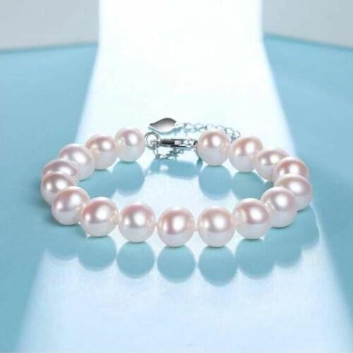 Elegant 9-10mm south sea white round pearl bracelet 7.5-8"