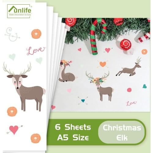 Funlife Christmas Reindeer Window Wall Stickers DIY Kids Room Decor For Glass Door Xmas Wall Decals Waterproof PVC Kid Stickers
