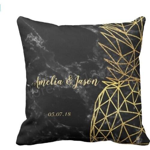 Hot Custom Marble Gold Pineapple Throw Pillow Case Cushion Cover Personalized Anniversary Wedding Gifts Modern Cool Room Decor