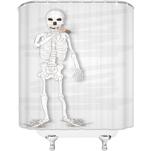 Personality Funny Skull Man White Simple Shower Curtain Waterproof Polyester Fabric Shower Curtain The Bathroom With 12 Hooks