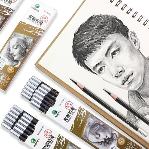 Maries C7300 Professional Sketch Charcoal/Carbon Pencil 12pcs Soft/Medium/Hard/Extra-soft Charcoal Pens Painting Art Supplies