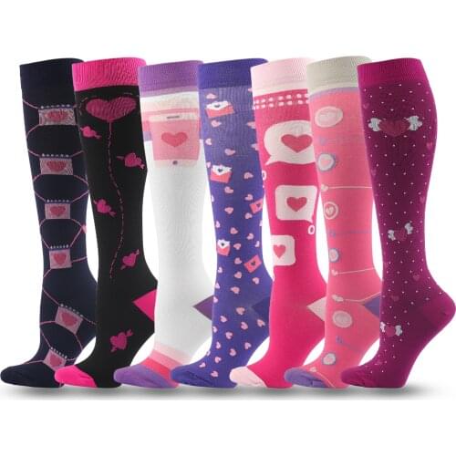 Calcetines De Compresion 7 Pairs Per Set Cartoon Love Men and Women Outdoor Sports Compression Socks Chaussette De Compression