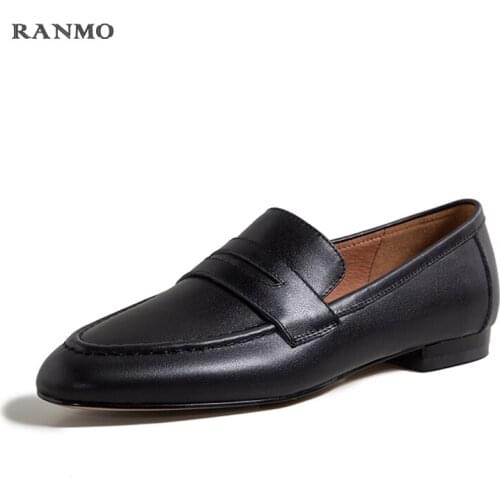 Spring and Summer New Loafers Womens Shoes Flat Shoes Simple and Comfortable Versatile Shoes Daily Commuter Shoes Leather Shoes