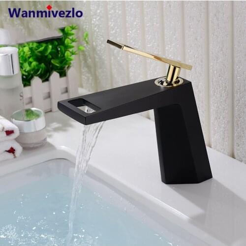 Copper Fashion Simple Cold And Hot Waterfall Single Hole Bathroom Bathroom Vanity Basin Faucet