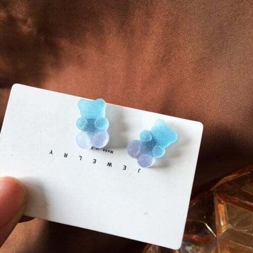 Cute Gummy Bear Stud Earrings Anime Jelly Cartoon Halloween Jewelry Gift For Women 2021 Unusual Creative Accessories Wholesale