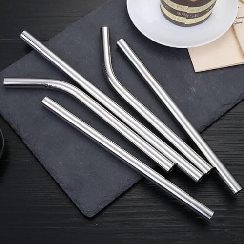 4Pcs Reusable Metal Straws with 2 Brush 304 Stainless Steel Straw Kitchen Bar Drinking Straw for Bubble Tea Boba Smoothie